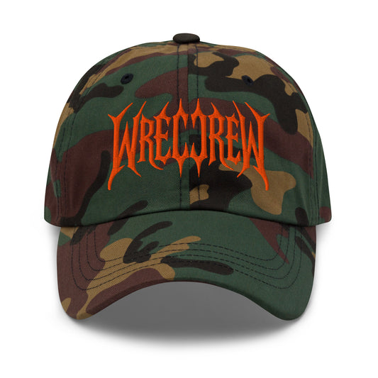 Metal Embroidered Dad Hat - Camo/Hunter Orange