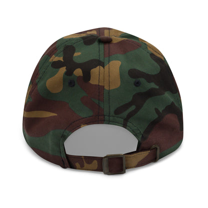 Metal Embroidered Dad Hat - Camo/Hunter Orange